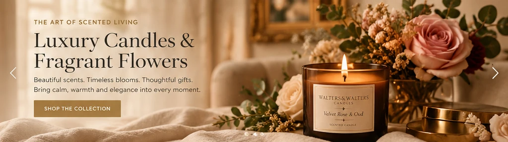 Luxury candle and rose arrangement